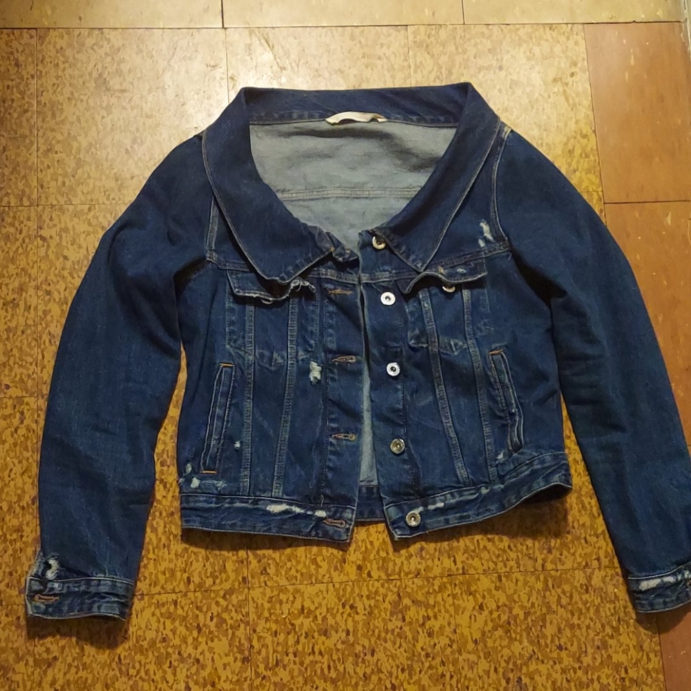 SOLD - Off the shoulder denim jacket